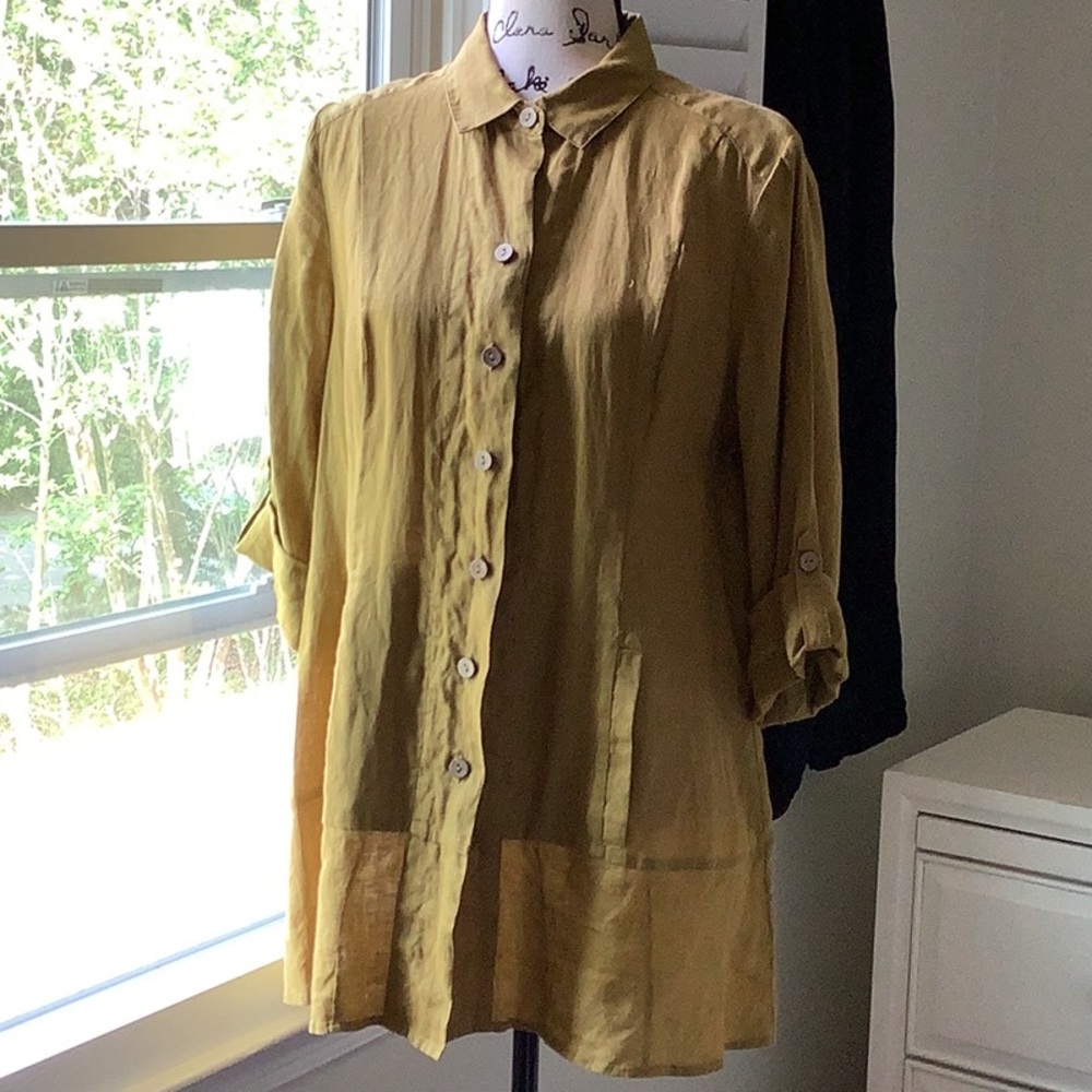 NWOT Soft surroundings gold linen tunic/jacket